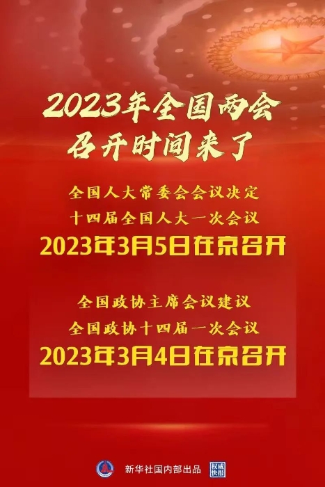 2023年全国两会召开时间，来了！
